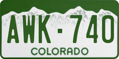 CO license plate AWK740