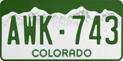CO license plate AWK743