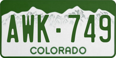 CO license plate AWK749