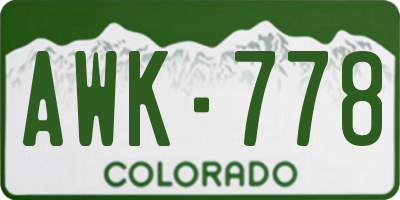 CO license plate AWK778