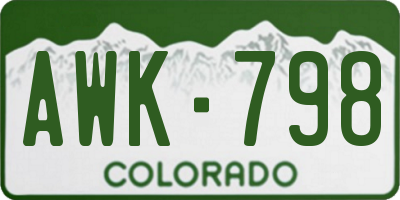 CO license plate AWK798