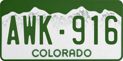 CO license plate AWK916