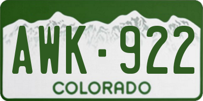 CO license plate AWK922