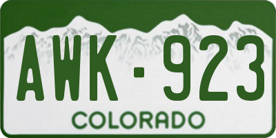 CO license plate AWK923