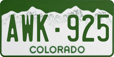 CO license plate AWK925