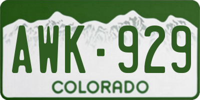 CO license plate AWK929