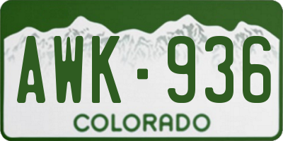CO license plate AWK936
