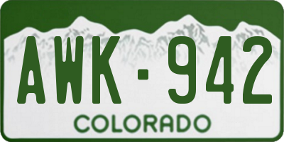 CO license plate AWK942