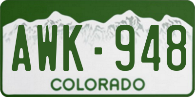 CO license plate AWK948