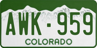 CO license plate AWK959