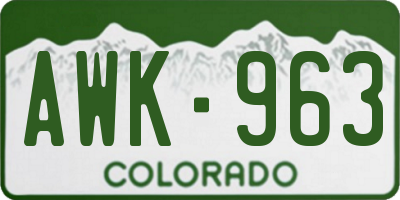 CO license plate AWK963