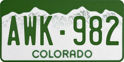 CO license plate AWK982
