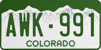CO license plate AWK991