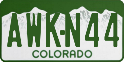 CO license plate AWKN44