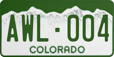 CO license plate AWL004