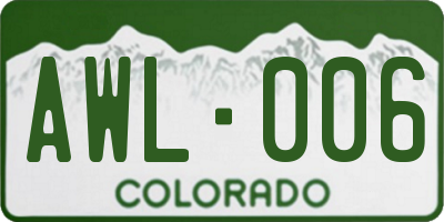 CO license plate AWL006