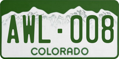 CO license plate AWL008