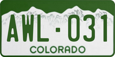 CO license plate AWL031