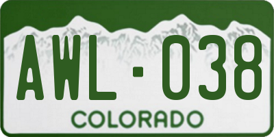 CO license plate AWL038