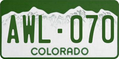 CO license plate AWL070