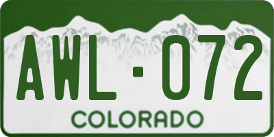 CO license plate AWL072