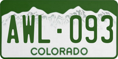 CO license plate AWL093