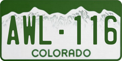 CO license plate AWL116