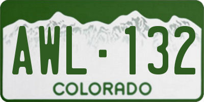 CO license plate AWL132