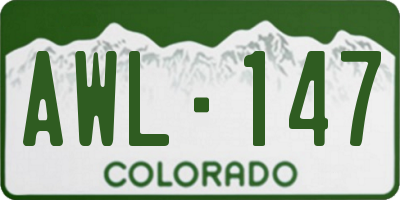 CO license plate AWL147