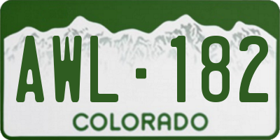CO license plate AWL182