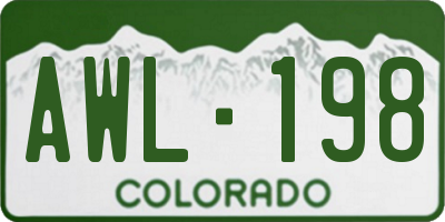 CO license plate AWL198