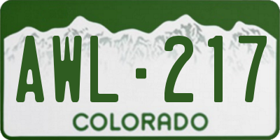 CO license plate AWL217