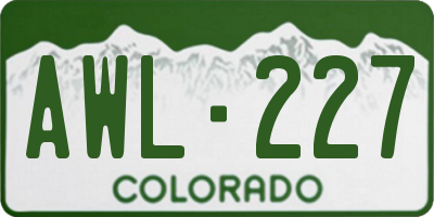 CO license plate AWL227