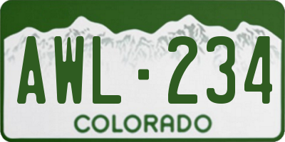 CO license plate AWL234