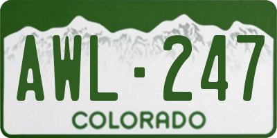 CO license plate AWL247