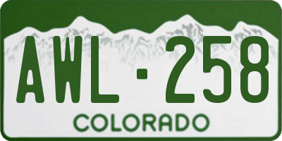 CO license plate AWL258