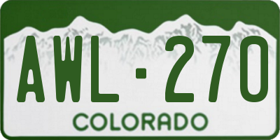 CO license plate AWL270