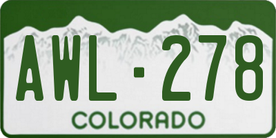 CO license plate AWL278