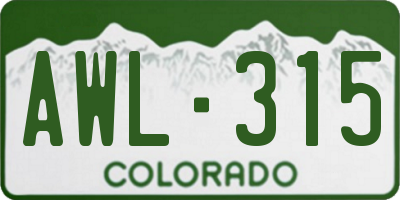 CO license plate AWL315
