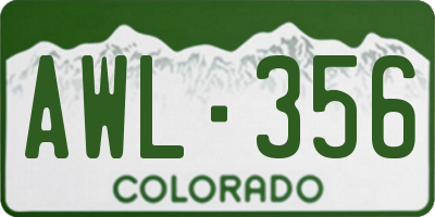 CO license plate AWL356