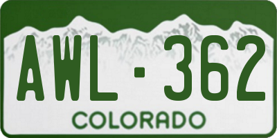 CO license plate AWL362