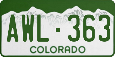 CO license plate AWL363
