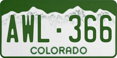 CO license plate AWL366