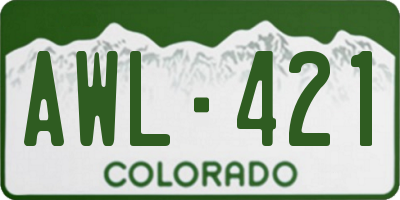 CO license plate AWL421