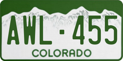 CO license plate AWL455