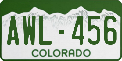 CO license plate AWL456