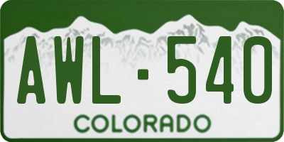 CO license plate AWL540