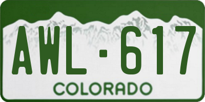 CO license plate AWL617