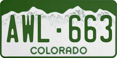 CO license plate AWL663