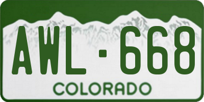 CO license plate AWL668
